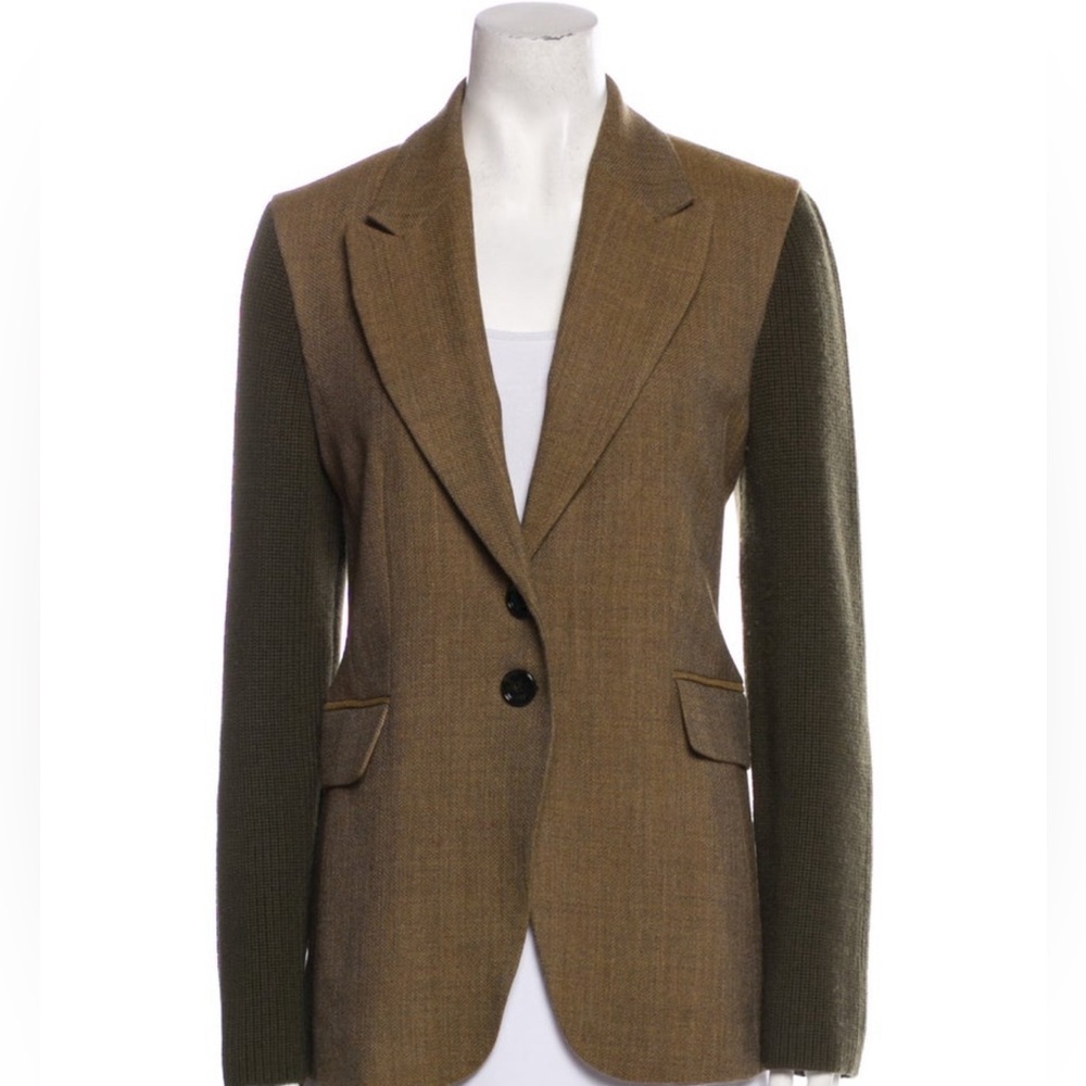 Lewit Wool Colorblock Pattern Blazer